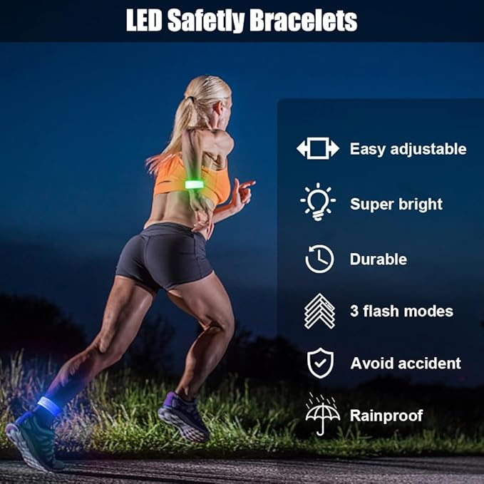 Dilabnba 6PCS Led Light Up Slap Wristband for Running Night Safety, Glow in The Dark Slap Bracelets Arm Band Reflective Strips for Cycling Walking Concert Camping Party