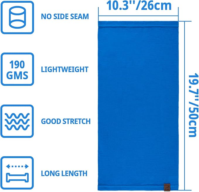 ACUSHLA 100% Merino Wool Neck Gaiter Ski Face Mask Scarf Neck Warmer for Men & Women All Weather