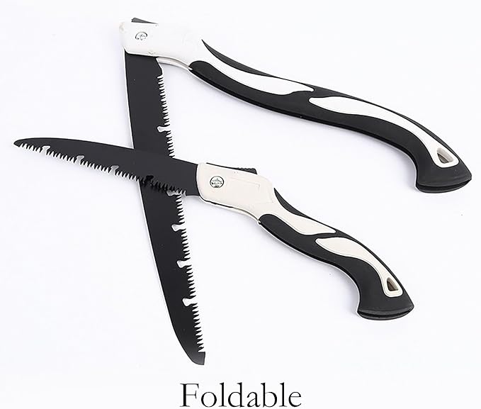 Folding Saw with Rubber Handle, 18.5 Inch Manganese Steel SK-5 Blade Pruning Saw for Hunting, Gardening, Camping and Trimming (blade 25cm)