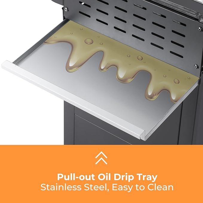 2 Burner Propane Grill with Pizza Box, Durable Lid, Wheels, Foldable Side Tables, Stainless Steel Burner, 24,600 BTU Gas Grill for Patio, Garden Barbecues