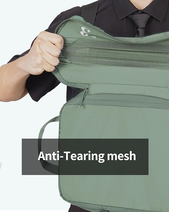 ECOHUB 5 Set Compression Packing Cubes for Suitcases Organiser Bags Set Travel Essentials with Shoe Bags for Travel Tear-resistant Travel Accessories with ID Tag Expandable Packing Bags(Green)