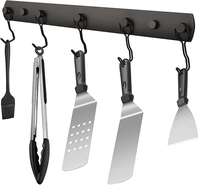 Smoker Grill Hooks,Magnetic Mount 5 Hooks for Hanging BBQ Utensils,Non-Slip Heavy Duty Magnetic Holder for Traeger Pellet Pit Boss Blackstone Grill Smoker
