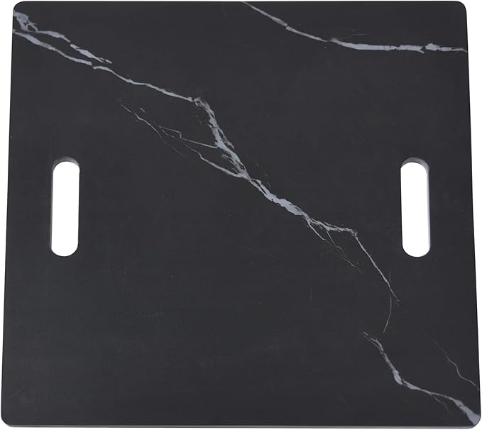 Elementi+ | Sofia Gas Fire Pit | Marble Porcelain & Metal Frame | 40" Square Fire Table | Electronic Ignition | Canvas Cover, Fire Glass & Burner Lid Included | Black | Propane Gas