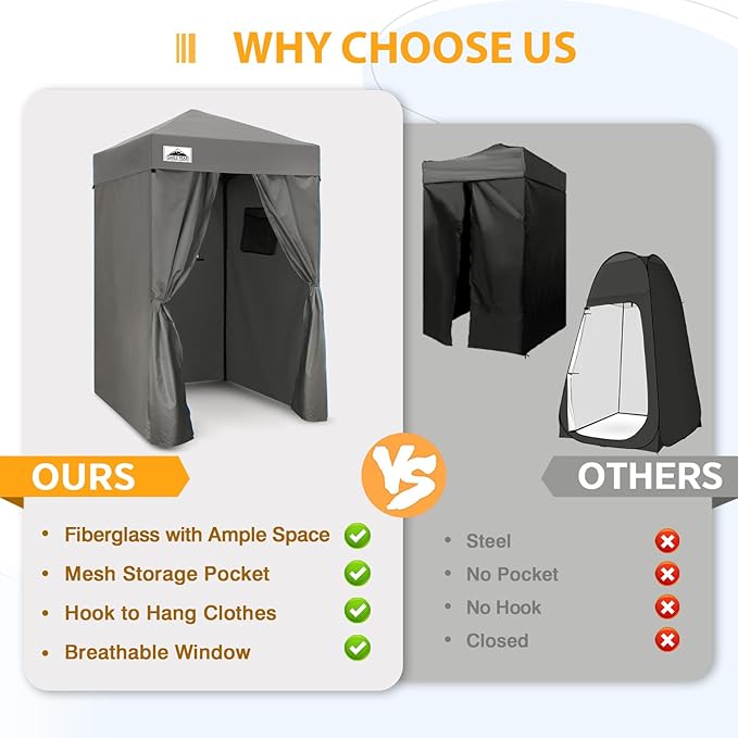 EAGLE PEAK Flex Ultra Compact 4x4 Pop-up Canopy, Sun Shelter, Changing Room, Portable Privacy Canopy Cabana for Pool, Fashion Photoshoots, or Camping, Dark Gray