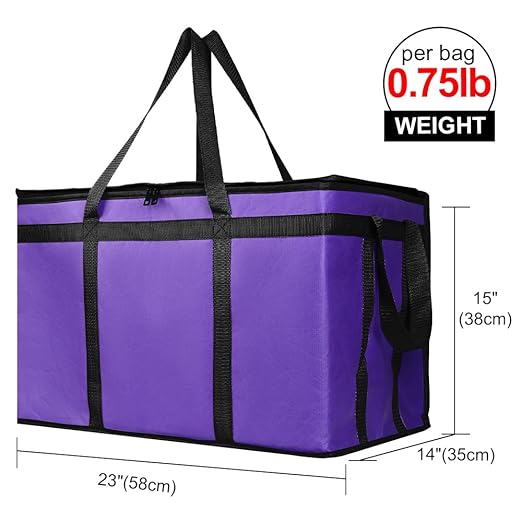 Bodaon 5-Pack Cooler Insulated Food Delivery Bag for Doordash/Uber Eats, XXX-Large Thermal Bags for Catering/Hot Pizza, Travel/Camping/Picnic Basket，Grocery Reusable Warmer Frozen, Purple-Black Edge