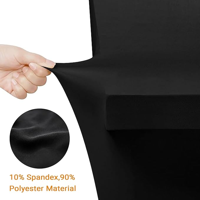 Eurmax USA Rectangular Fitted Spandex Table Covers 4ft Tablecloth Wedding Event Patio Table Decorations Stretch Table Cover for 4ft Folding Table (Black,2 Pack)