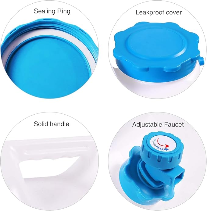 5 Gallon/18.5L Water Container with Spigot, Portable BPA Free Water Jug, Multifunction Water Tank for Camping Outdoor Hiking Picnic Supplies, Emergency Stroage, 4 Pack