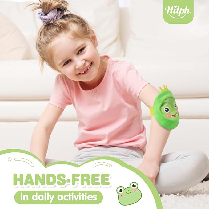 Hilph Kids Ice Packs for Boo Boos, Reuable Kids Hot Cold Packs with Cover and Handheld Straps for Pain Relief, Toddler Animal Ice Packs for Kids Bumps, Swelling, Wisdom Teeth (3 Frogs)