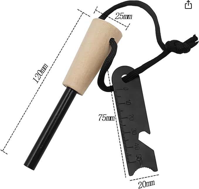 eGreen Fire Starter Kit – 10 to 30 Magnesium Bags with 3.15" Ferro Rod + Optional 60-Minute Wax Rope – Emergency Survival Ignition Set for Camping & Bushcraft