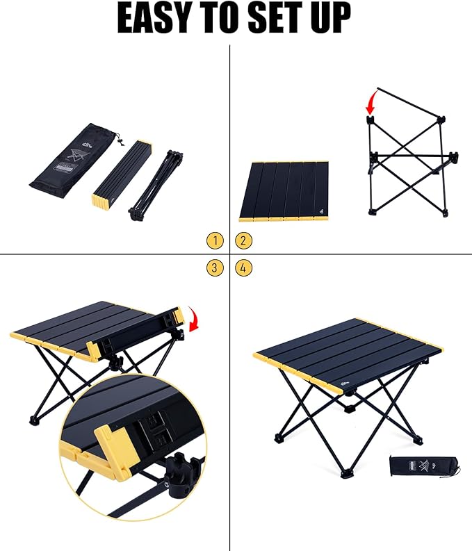 iClimb Ultralight Compact Camping Folding Table with Carry Bag (Nature - L)