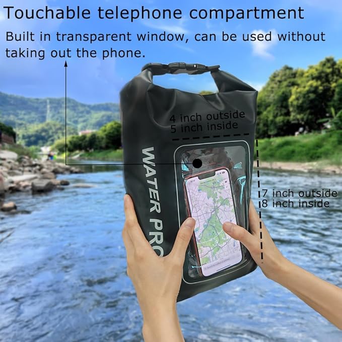 5L Waterproof Dry Bag, IPX6 Roll Top Waterproof Bag Backpack w/Phone Case/Pouch, Kayak Fishing Accessories For Kayaking, Fishing, Boating, Travel, Camping and Beach