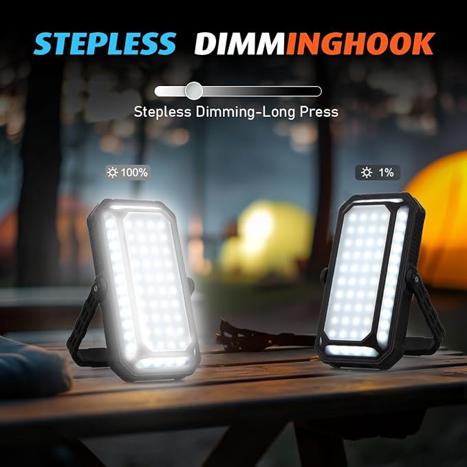 LED Camping Lantern Rechargeable, 10000mAh Portable Camping Lights up to 120+ Hours, 12 Light Modes, Dimmable, LCD Digital Display, Waterproof, Camping Essentials for Power Outages, 6 Packs