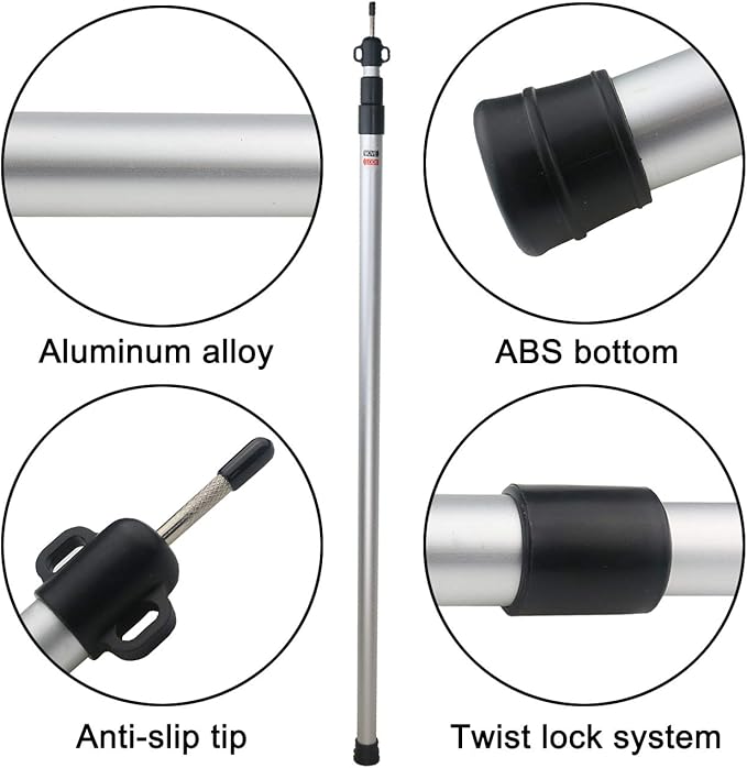 Sunnyglade 2 Pcs Adjustable Tarp Poles, Silver , Telescoping Aluminum Rods Portable Awning Poles for Camping,Backpacking,Hiking(Set of 2)