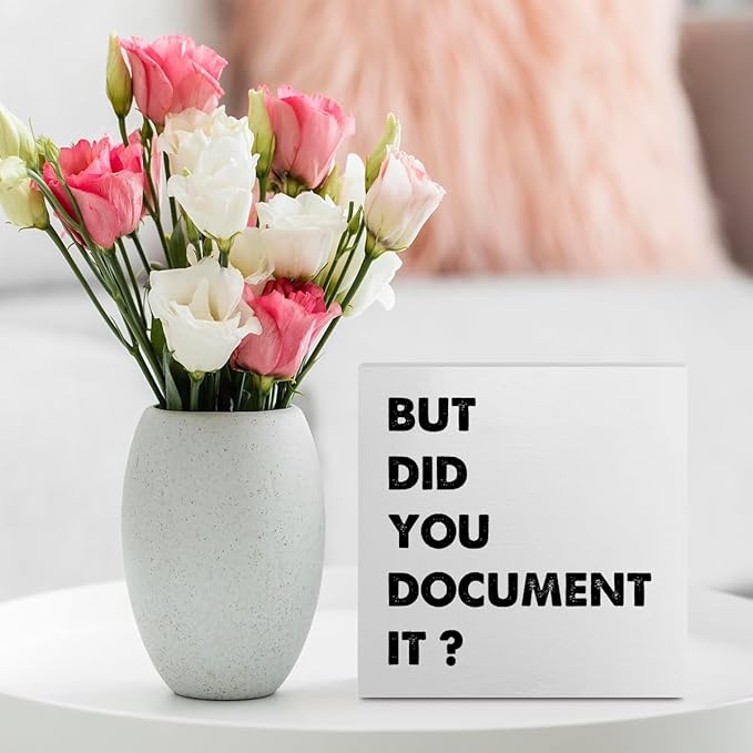 Funny Desk Decor Rustic Office Supplies White Wooden Box Sign But Did You Document It Humor Mentor Coworker HR Gifts Office Organizer Farmhouse Wood Plaque Cubicle Accessories Home Shelf Decorations