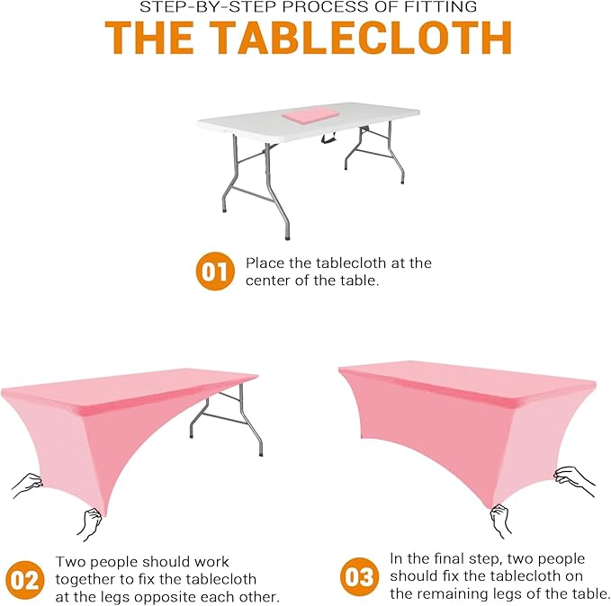 Eurmax USA Rectangular Fitted Spandex Table Covers 4ft Tablecloth Wedding Event Patio Table Decorations Stretch Table Cover for 4ft Folding Table (Hot Pink,2 Pack)