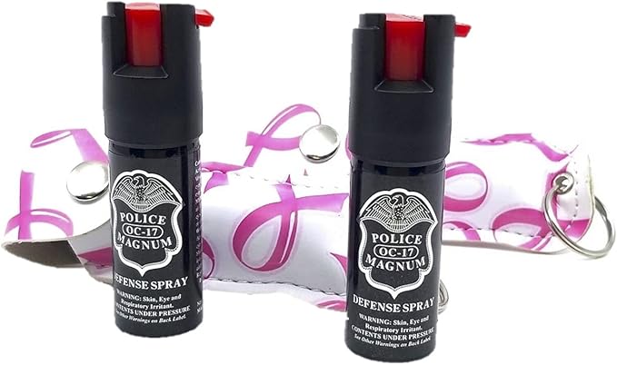 POLICE MAGNUM Mini Pepper Spray Self Defense- Max Heat Strength OC Spray- 2 Pack 1/2 Ounce Holster Keychains