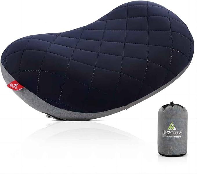 Hikenture Inflatable Pillow for Camping, Washable Backpacking Pillow for Sleeping, Ultralight Blow Up Pillows with Removable Cover, Portable&Compact Hiking Pillow for Beach, Travel, Outdoor(Blue)