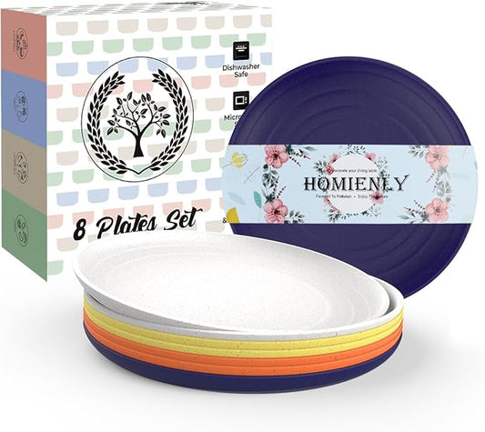 Homienly 5.7 Inch Dessert Plates Set of 8 Small Wheat Straw Plates Appetizer Plate for Kitchen Unbreakable Snack Plate for Kids, Snack, Side Dish(Classic Art Series - Mondrian)