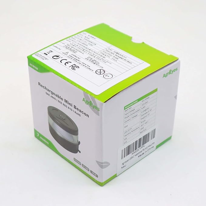 Agrieyes USB-C Wireless Beacon Light, 32 LED Rechargeable Strobe Lights with Magnetic, Mini Amber Flashing Warning Emergency Safety Lights for Trucks Vehicles Tractor, Portable Waterproof