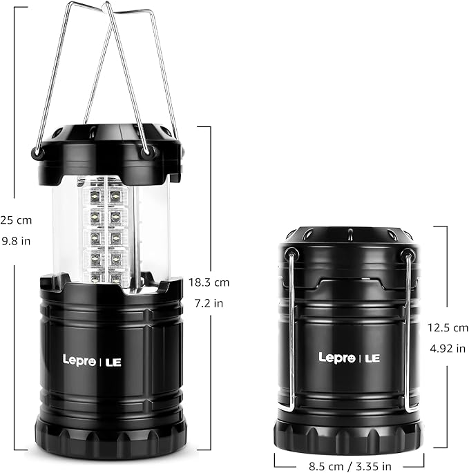 Lepro LED Camping Lanterns Battery Powered, Collapsible, IPX4 Water Resistant, Outdoor Portable Lights for Emergency, Hurricane, Storms and Outages
