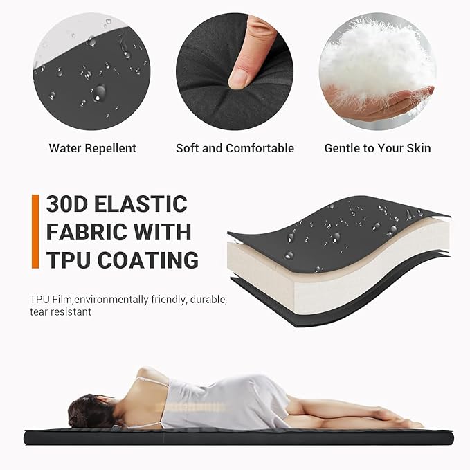 KingCamp Self Inflating Camping Pad, Ultra 6" Thick or Ideal 3" Thcik High R Value Air & Foam Camping Mattress, Full Size Double Sleeping Pad 2 Person for Camp Tent Outdoor Car, Multi Colors, PVC Free