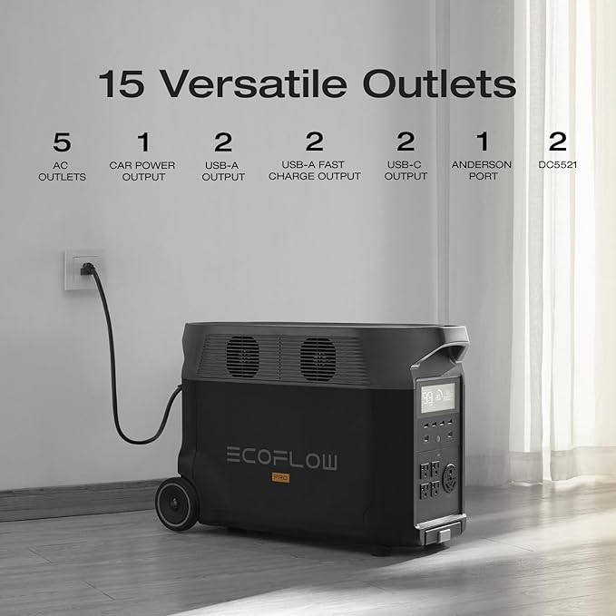 EF ECOFLOW 7.2kWh Portable Power Station: DELTA Pro with Extra Battery, 120V Lifepo4 Battery Backup with Expandable Capacity, Solar Generator for Home Use, Power Outage, Camping, RV, Emergencies