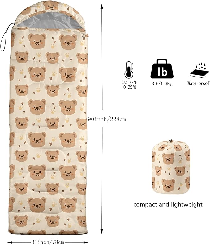 AILONEN Pink Lovely Rabbit Sleeping Bag for Girls Kids Adults,Warm and Cool Weather,Lightweight,Waterproof Backpacking,Cartoon Flowers Printed Bunny Sleeping Bag for Camping