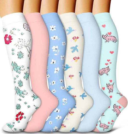 6 Pack Copper Compression Socks for Women and Men Circulation-Best Support for Medical, Running,Nursing,Athletic