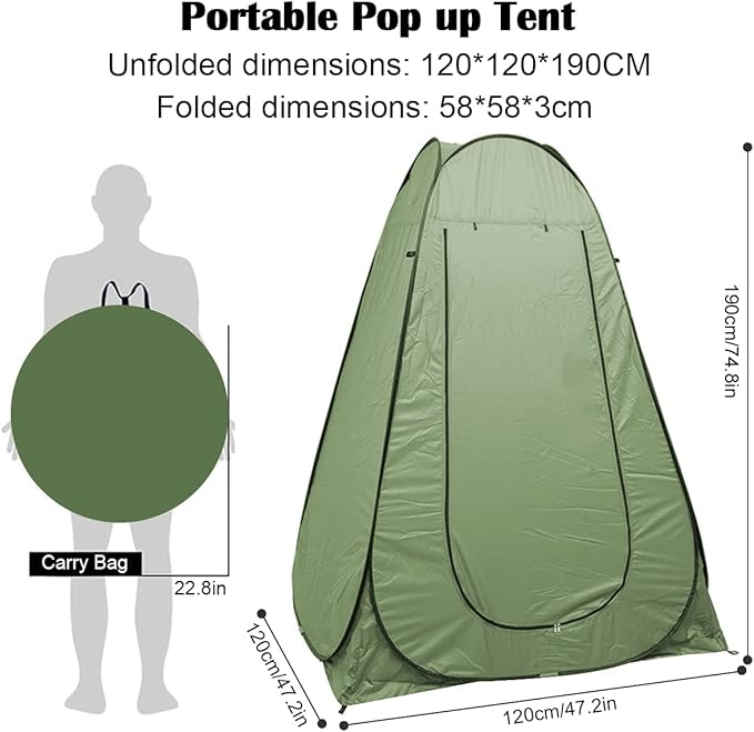 Pop Up Tent Upgrade Privacy Camping Shower Tent Portable Outdoor Sun Shelter for Outdoor Bathing Toilet Camping Biking Hiking Beach with 5.3 Gallon Shower Bag