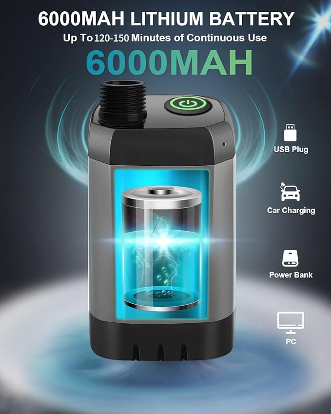 AUTOPkio Portable Camping Shower, Rechargeable Camp Shower Pump with USB Cable & Electric Outdoor Shower Head Sprayer for Camping, Hiking, Pet Bathing, Washing