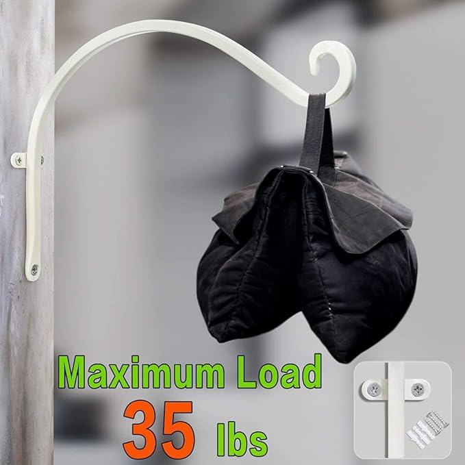 AJART White Plant Hanger Outdoor: 12-Inch Plant Hooks for Wall Indoor - Metal Plant Bracket Hook for Hanging Flower Baskets