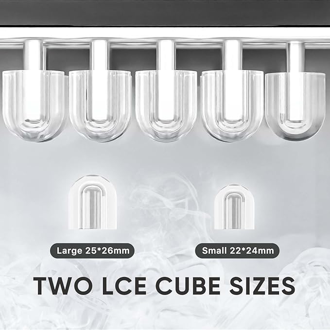 DUMOS Countertop Ice Maker with Handle, 26lbs/24H Portable Ice Machine, 9 Bullet Ice Cubes Ready in 6 Mins, Self-Cleaning, Quiet Compact Ice Maker for Home, Kitchen, RV, Camping, Black