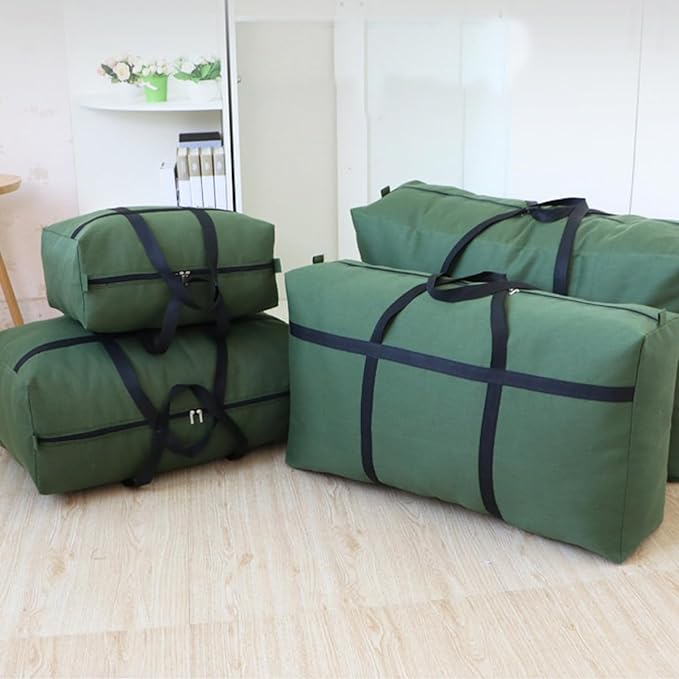 Canvas Extra Large Storage Bags Duffle Bags Organizer Bags for Space Saving Moving Storage (100L, Black)