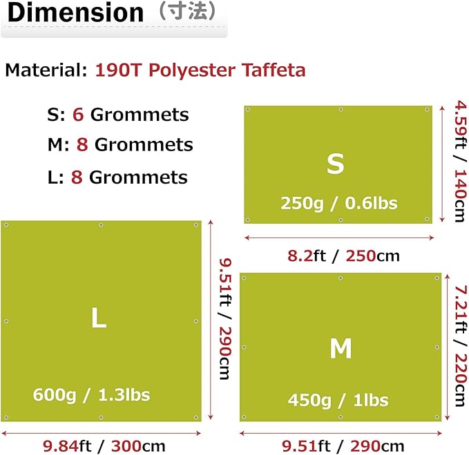 Azarxis Waterproof Camping Tent Tarp Hammock Rain Fly Footprint Ground Cloth Shelter Sunshade Beach Picnic Blanket Mat for Outdoor Camping Park Lawn