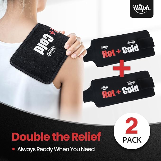 Hilph Ice Pack for Injuries Reusable, 2 Packs Soft Hot and Cold Gel Pack with Adjustable Strap, Flexible Ice Pack Wraps for Joints and Muscle, Back, Knee & More Discomfort Relief (9.5" x 4.7")