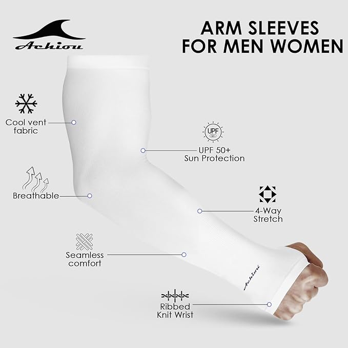 Achiou Arm Sun Sleeves Compression UV Protection Cooling for Men Women Summer Sunblock Basketball Football, Cover Arms Tattoo