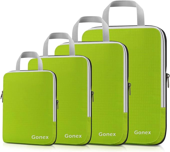 Gonex Compression Packing Cubes, 3pcs/4pcs Expandable Storage Travel Luggage Bags Organizers