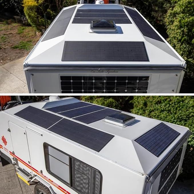 55W 12V ETFE Black Flexible Solar Panel, with Solar Cable on Back Side, PERC Mono Solar Cells, Ultrathin Lightweight for Campers, RVs, Boats, Camping, Tent