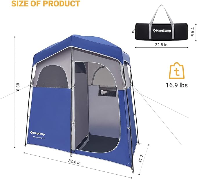 KingCamp Shower Tent, Portable Privacy Tent Outdoor Camping 1/2 Room Toilet Tents with Shower Bag & Dressing Room for Beach, Camping & Hiking