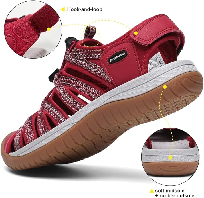 Dannto Women's Closed Toe Hiking Sandals Walking Water Sandal Comfort Athletic Sport Outdoor Sandals