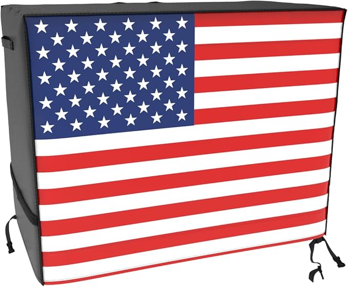 ATYARD 42-inch Outdoor Cover for Keter Unity (Small) Portable Table - UV Resistant, Breathable, All Weather (42" L x 24" W x 32" H) Black, American Flag