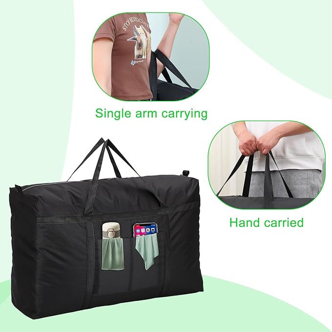 186L-45 Gallon Multipurpose Extra Large Storage Totes, Heavy Duty Totes, College, Christmas Tree, Foldable Travel Duffle Bags for Space Saving Moving Storage