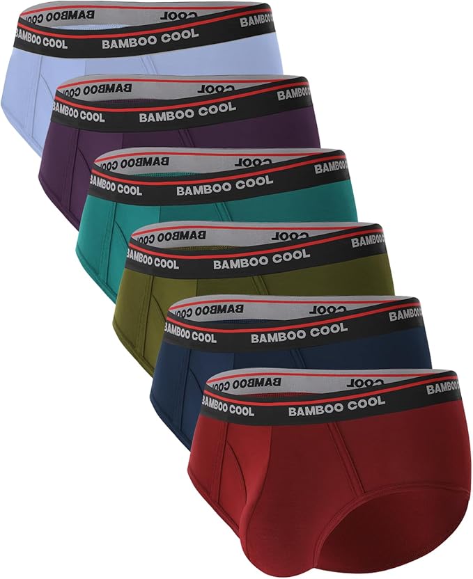BAMBOO COOL Mens Breathable Soft Underwear Open-fly Classic Briefs, Tag-free