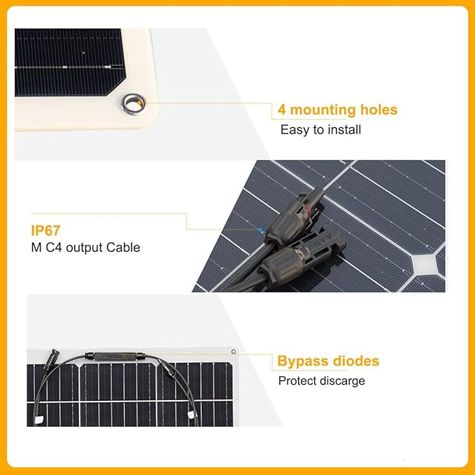 XINPUGUANG Solar Panel 12V 200W System Kit 100W Flexible Solar Panel Monocrystalline Battery Charger with Extension Cable 20A Charge Controller Power for RV Boat Cabin Car Trailer(200W-1)