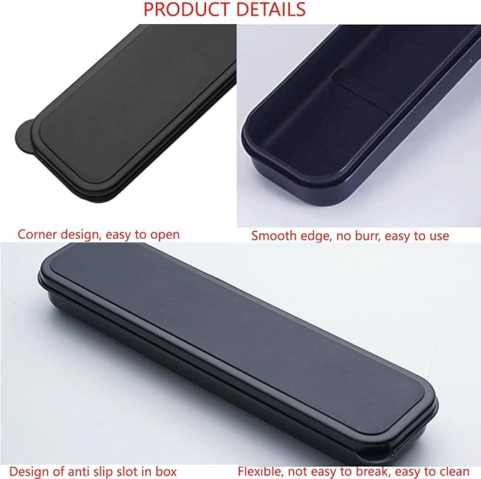 1Pcs Simple Utensil Holder with Lid, Reusable Utensils Wheat Straw Travel Cutlery Box，Portable Flatware Box Travel Tableware Storage Case, Simple Tableware Storage Box Case for Cutlery Kit (black)