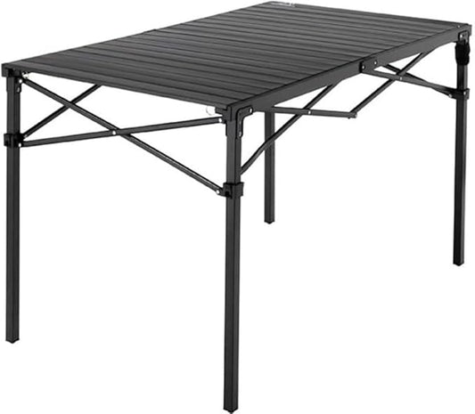Heavy-Duty Roll-Top Table for Camping - Portable Aluminum-Top Folding Table with Steel Frame by Caddis Sports (Medium)