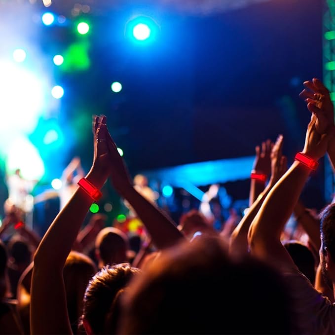 8 Pack LED Bracelets Light Up Wristbands,Glow Flashing Wristbands Glow in The Dark Party Supplies for Party, Festivals, Sports, Camping,Night Events (Red)