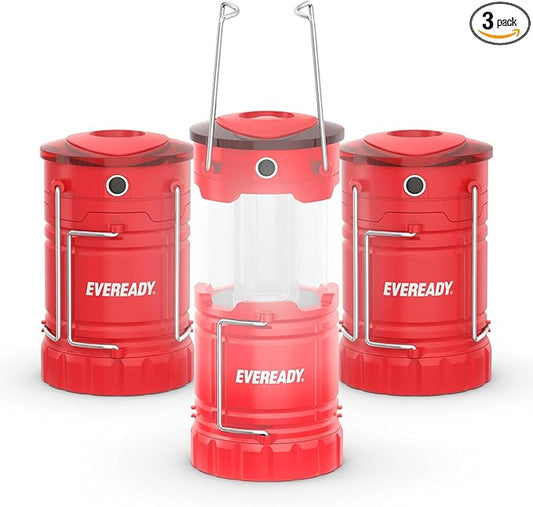 Eveready LED Camping Lantern 360 PRO (3-Pack), Super Bright Tent Lights, Rugged IPX4 Water Resistant LED Lanterns, 100 Hour Run-time (Batteries Included)