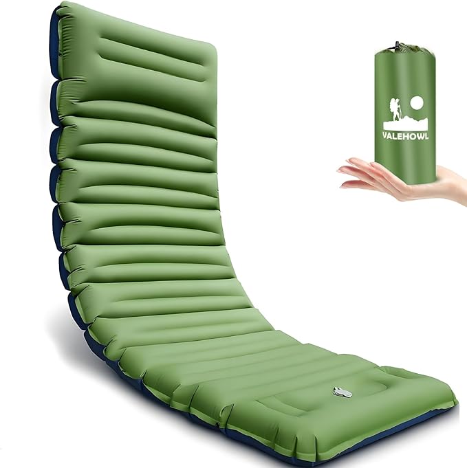 4 Inch Thick Inflatable Sleeping Pad for Camping, with Foot Pump and Pillow, Lightweight Camping Mattress for Outdoors, Backpacking, Hiking