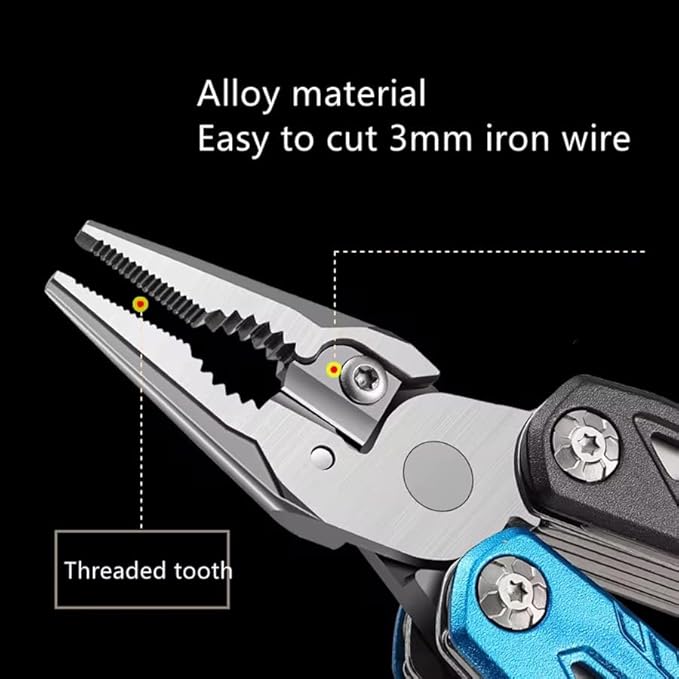 MALOM 18-in-1 Upgraded adjustable Hammer, Stainless Steel multitool Pliers with Replaceable Tungsten Wire Cutters, Bottle Opener, Nylon Sheath, Ideal for Camping, Survival, Hunting (Black)